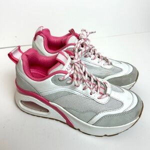 Skechers Womens Uno Hi-Big Steps White Pink Cushioned Tennis Shoes Sneakers Sz 6